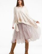 U See Rochie suprapusa din tulle cu volane suprapuse cu pulover in colturi oversize cu ploaie de paiete