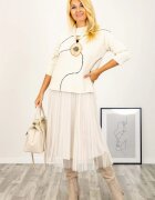 U See Rochie suprapusa din tulle plisat cu puloveras ivoire