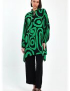 Vale Woman Compleu cu bluza lunga tip tunica si pantaloni negru cu verde