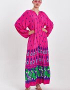 Vale Woman Rochie camasa cu imprimeu pe fond fucsia din vascoza