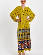 Vale Woman Rochie camasa cu imprimeu pe fond mustar din vascoza