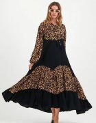 Vale Woman Rochie cu imprimeu animal print si volane din vascoza