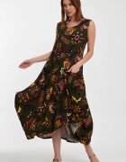Vale Woman Rochie fara maneci kaki lalea in colturi cu imprimeu din vascoza