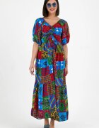 Vale Woman Rochie multicolora cu snur vertical pe bust din vascoza