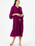 Vale Woman Rochie visinie din vascoza cu volane si ciucuri colorati