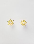 XUPING Jewelry Cercei metal inoxidabil placati cu aur floare miniaturala cu perluta sintetica alba in centru