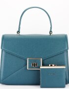 CHRIS BELLA Geanta medie verde albastrui Premium cu portofel CB2305-1 M6