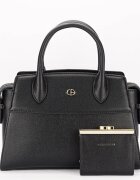 CHRIS BELLA Geanta neagra Premium cu portofel CB2427-1 M7