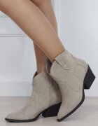 Ideal Shoes Botine bej din piele naturala cu toc comod 6338A 114