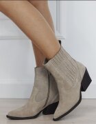 Ideal Shoes Botine din piele naturala tip ciocate bej 6350A 117