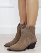 Ideal Shoes Botine kaki tip ciocate din piele naturala perforate pe lateral 6399A 110