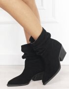 Ideal Shoes Ciocate resigilate scurte dama negre din piele naturala 5308A M0