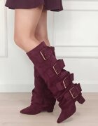 Ideal Shoes Cizme bordo elegante cu toc comod 7677A-1 19