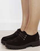 Ideal Shoes Mocasini dama maro inchis cu siret 2871 04