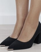 Ideal Shoes Pantofi eleganti negri cu sclipici D-1278 01