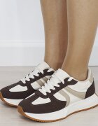 Ideal Shoes Sneakersi dama maro bej cu talpa groasa 9013 M2