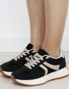 Ideal Shoes Sneakersi dama negru taupe cu talpa groasa 9013 M2
