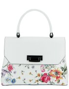 Made in Italy Geanta din piele naturala alba cu flori 8959 124
