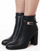 MARQUIIZ Botine negre elegante cu toc gros 6337 114