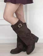 MARQUIIZ Cizme lungi maro din velur ecologic 6503 118