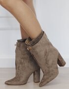 MARQUIIZ Cizme scurte dama kaki cu toc gros 2911A 19