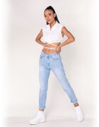 Nina Carter Blugi dama Mom Fit albastru deschis P189-6 M8
