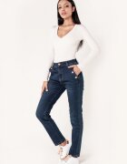 Nina Carter Blugi dama mom fit albastru inchis P216 M10