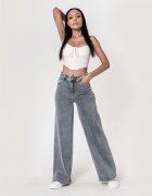 Nina Carter Blugi dama wide leg gri YY300-7 M10