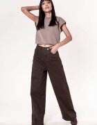Nina Carter Blugi maro dama Barrel-Balloon cu Talie Inalta YY309-79 M8