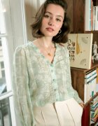 SOFILINE Camasa verde cu print floral si detalii brodate 4819T M9