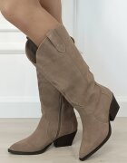 SOFILINE Cizme kaki din piele naturala cu toc comod 6396 113