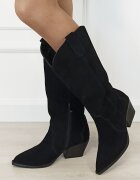 SOFILINE Cizme negre din piele naturala cu toc comod 6396 113