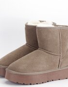 SOFILINE Cizme scurte kaki deschis din piele naturala W5825 110