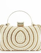 SOFILINE Geanta clutch resigilata crem auriu roze cu perle 1011-RESIG