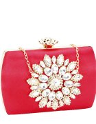 SOFILINE Geanta clutch rosie cu brosa BRS-210 06