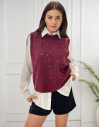 SOFILINE Pulover bordo fara maneci cu strasuri A-9015 M9
