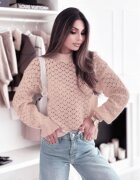 SOFILINE Pulover roz pudra tricotat cu model SH-G1389-WK M8