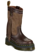 Dr. Martens Pantofi FRINGE MID PULL ON BOOT DARK BROWN CLASSIC PULL UP+BRONX SUEDE