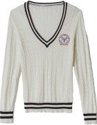 Hinnominate Îmbracaminte Maglia Scollo A V Con Trecce E Patch Tennis