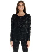 Leone 1947 Îmbracaminte Woman T-Shirt Long Sleeves Allover Print Blackout