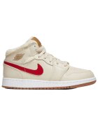 Nike Pantofi Baskets 1 Mid Fleece Pearl White en cuir beige crème