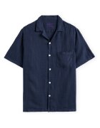 Portuguese Flannel Îmbracaminte Linen Camp Collar Shirt - Navy