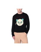 Valentino Bags Îmbracaminte Pull noir avec patch Le Chat de la Maison