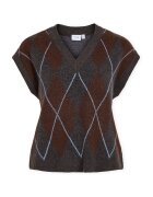 Vila Îmbracaminte Argyle Knit - Dark Grey Melange/Coffee Bean