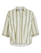 Vila Îmbracaminte Etni 3/4 Oversize Shirt - Egret/Oil Green
