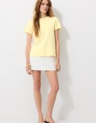 Stradivarius B02 Tricou Basic Regular Tactil Fin Galben Pastel S