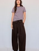 Stradivarius B02 Tricou Simplu Regular Cu Textură Fină Și Dungi Purpuriu Închis Xl