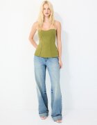 Stradivarius Bandeau Cu Decolteu Inimă Verde Măsliniu S