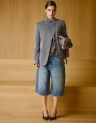 Stradivarius Bermude Denim Largi Cu Buzunare Maxi Albastru Overdye 36