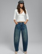 Stradivarius Blugi Barrel Cu Ajustor Albastru Overdye 44